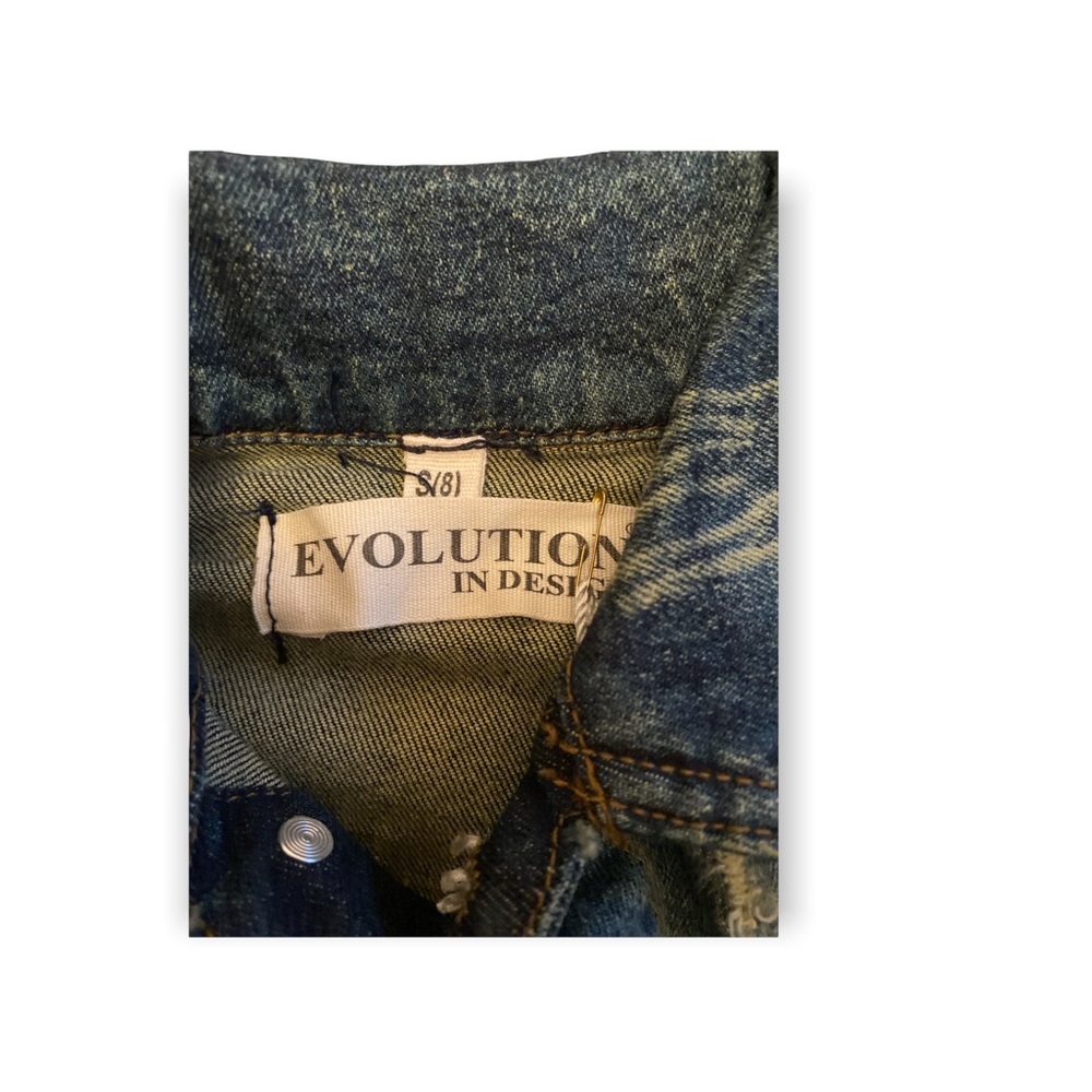 Evolution In Design Blue Stretch Denim Jacket Size 8